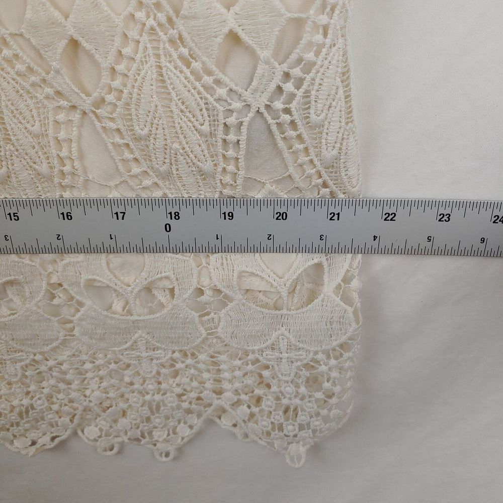 Aakaa Dress Womens Large Ivory Scoop Neck 3/4 Sleeve Lined Lace Boho Beach Party - Picture 10 of 13